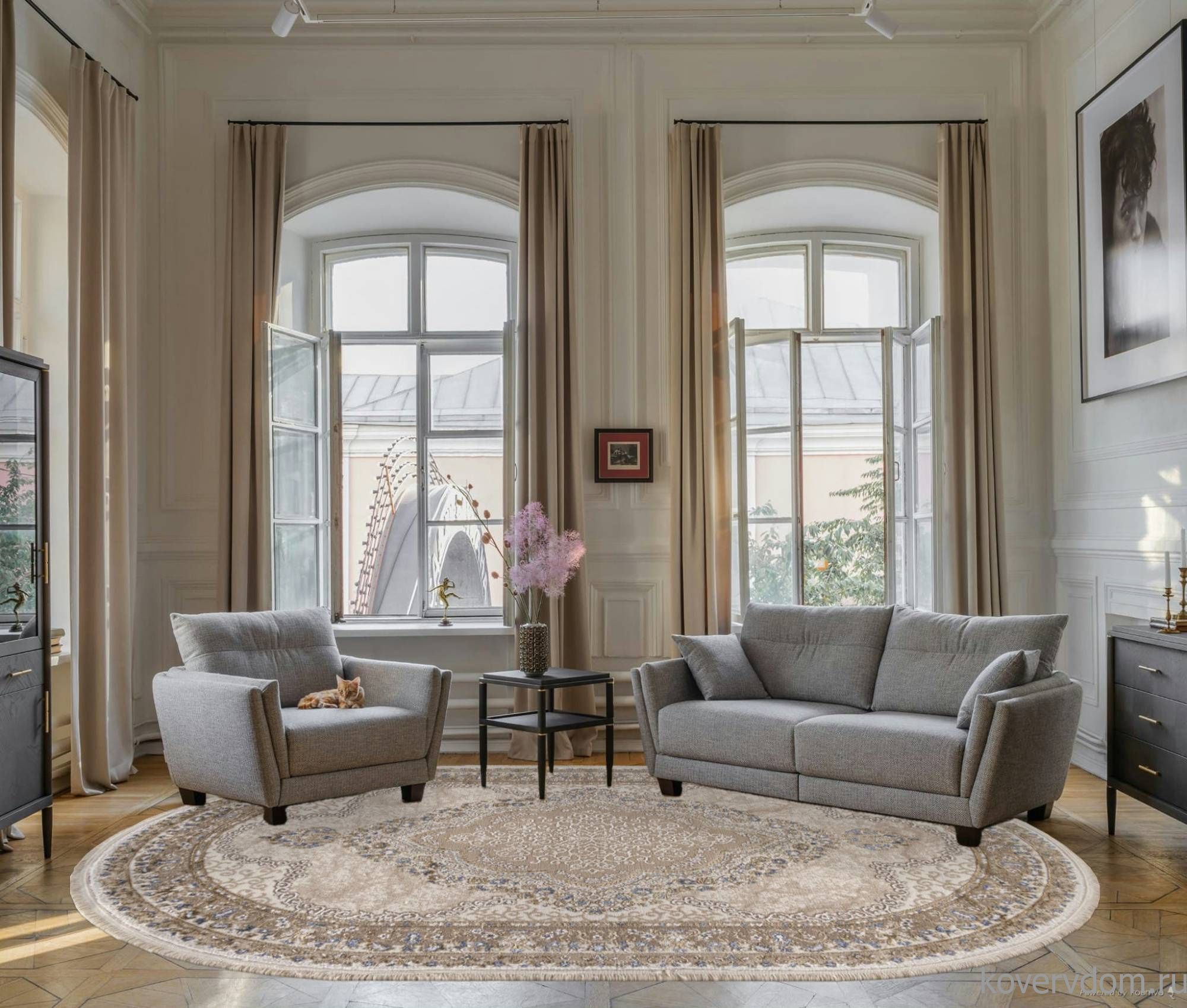 Ковер MOSSO 27226A BEIGE / BLUE Овал