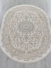 Ковер с бахромой MOSSO 27239A CREAM / NAVY Овал